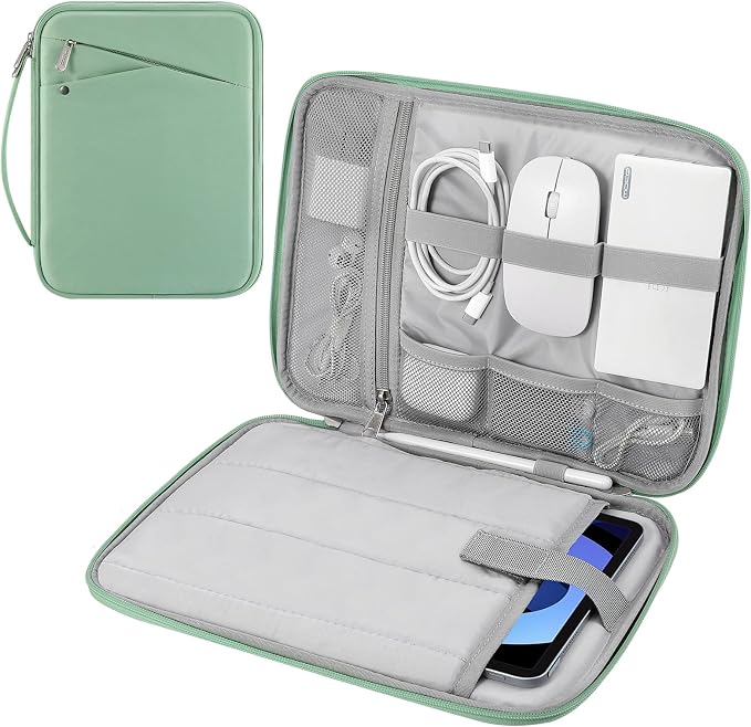 MoKo 9-11 Inch Tablet Sleeve Carrying Case with Handle, Padded Protective Travel Bag for New 11-inch iPad Air 4 2026/Pro M5/ A16, iPad 10th/Air 5/4th 10.9, i-Pad 9/8th 10.2,Tab S9/S8 11,Bodhi Green