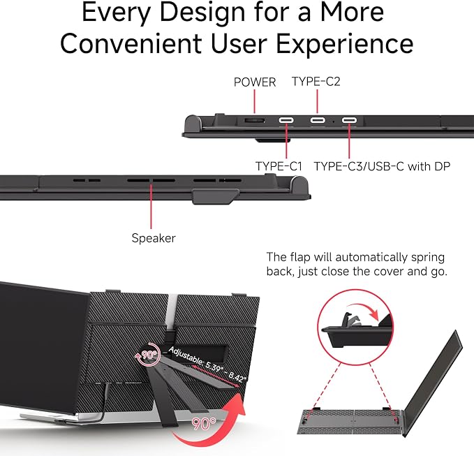 Ultra-Thin Laptop Screen Extender 14" - Dual Portable Monitor Lightweight 1080P IPS Second Extra Screen for Remote Work/Business/Travel/Home Office, Compatible with Windows/Mac/Chrome