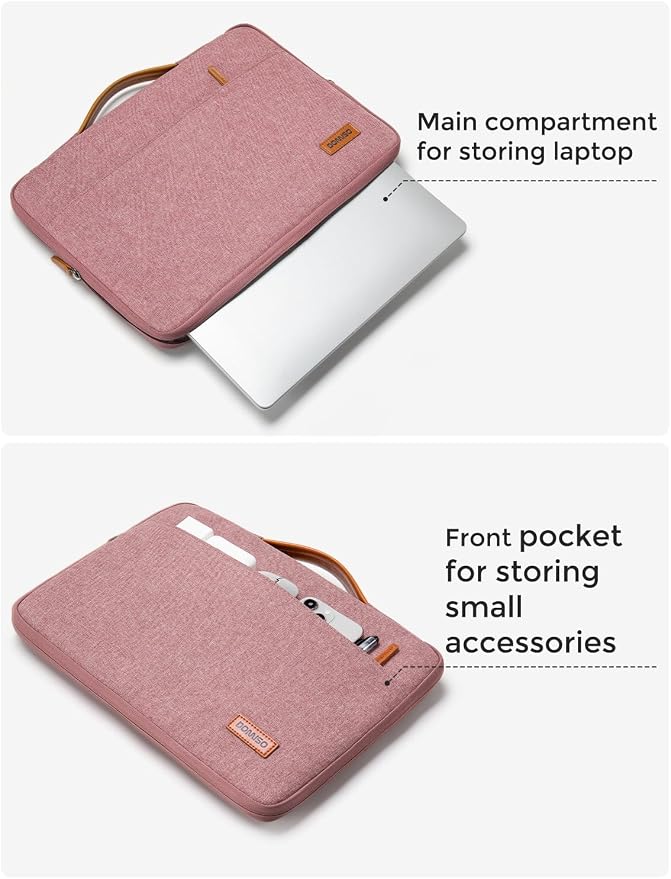 DOMISO 13.3 inch Laptop Case Sleeve Protective Cover Compatible with 14 inch MacBook Pro M4 M3 M2/MacBook Pro Max,13-13.3 inch Dell,Lenovo, HP,Waterproof Computer Cases Bag with Handle,Pink