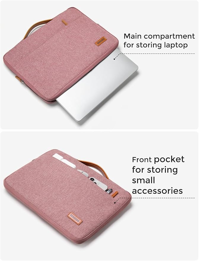 DOMISO Laptop Case Sleeve Protective Cover Compatible with MacBook Air 13 M4 M3 M2,MacBook Pro M2 M1,iPad Air/Pro,13 inch Dell,Lenovo, HP,Asus,Waterproof Computer Cases Bag with Handle,Pink