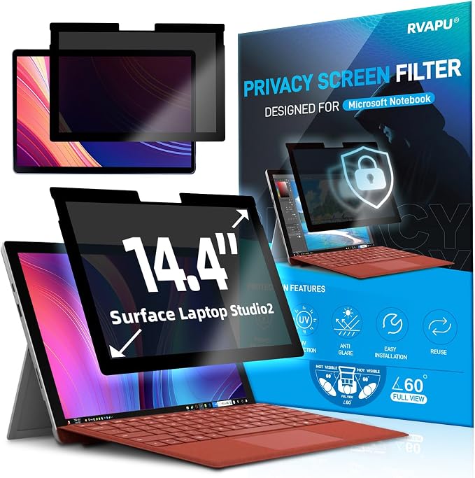 Privacy Screen for Microsoft Surface Laptop Studio 2 14.4 inch Protector Fully Removable Anti Spy Anti Glare Blue Light Filter Reusable Anti Peek Privacy Screen