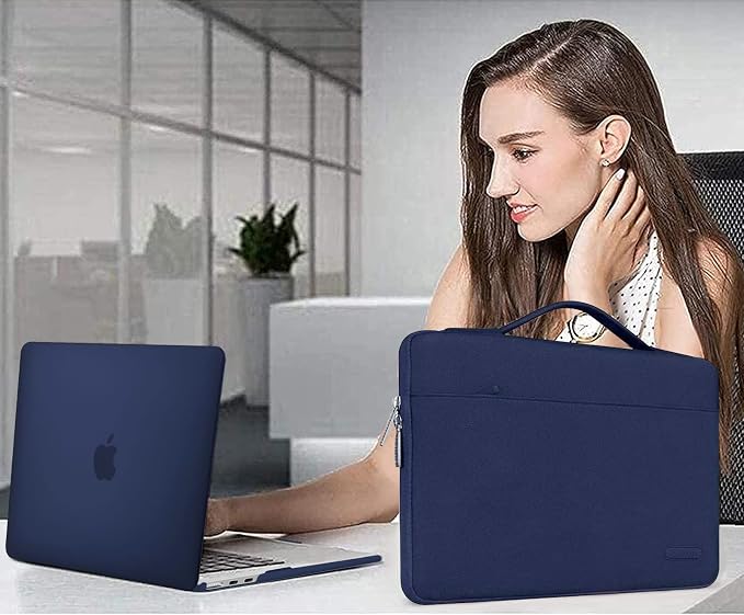 MOSISO Compatible with MacBook Air 13 inch Case M5 2026 M4 2025 M3 M2 2024-2022 A3449 A3240 A3113 A2681,Hard Shell&Sleeve Bag&Keyboard Skin&Webcam Cover&ScreenFilm for MacBook Air 13.6, Navy Blue