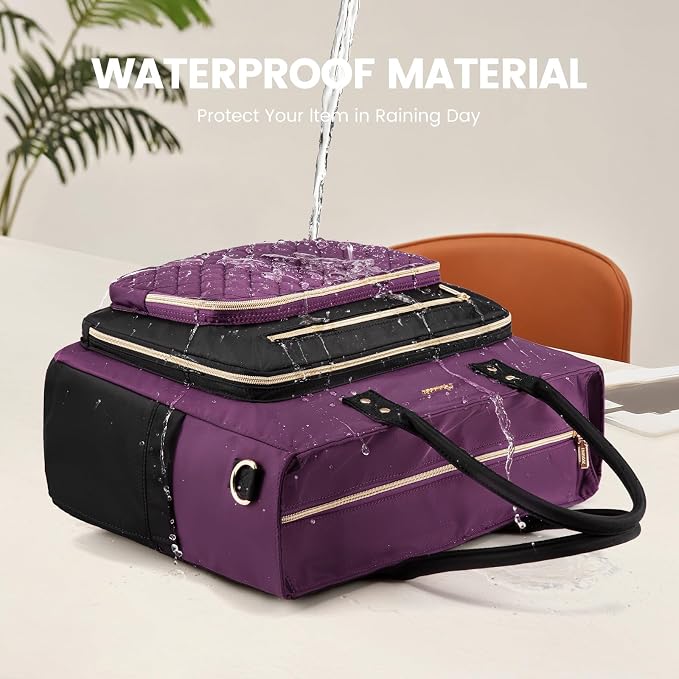 LOVEVOOK Teacher Tote Bag for Women Work, Nurse Bags With Large Cup Holder Laptop Bag With Laptop Compartment, Professional Computer Briefcase Business Purses, Diaper Bag Mother Gift, 15.6 Inch
