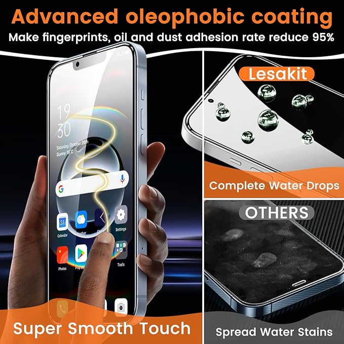 Lesakit 3+3 Pack Privacy Screen Protector for iPhone 16e 6.1-Inch with 3 Pack Camera Lens Protector, Anti Spy Tempered Glass Film 9H Hardness Bubble Free Case Friendly