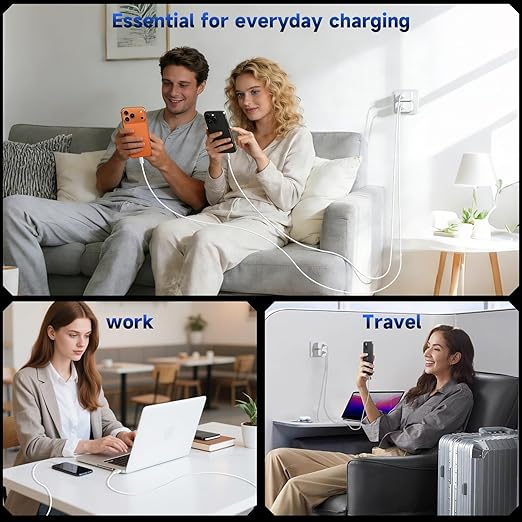 iPhone Charger Fast Charging, 3-Pack 20W Apple USB C Charger Block for iPhone 17 16 15 Charger with 60W USB C Cable Cord 6FT for iPhone 17 Pro Max/17 Air/16/15/Air/iPad/Galaxy/Pixel/Travel & Home Use