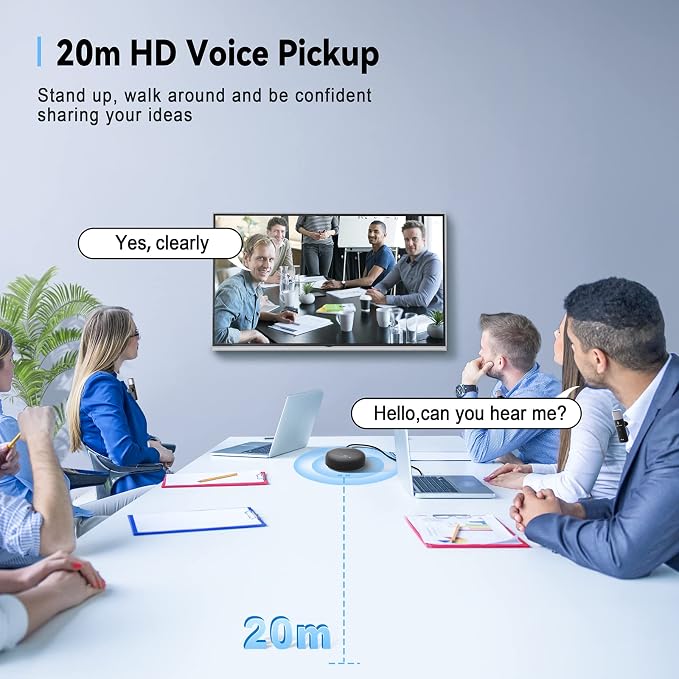 Conference Speaker and Microphone, USB Sperakerphone with 10 AI Mics, 360° 66Ft Voice Pickup, Noise Reduction and Echo Cancellation for 10 People, Compatible with Multi-Leading Platforms