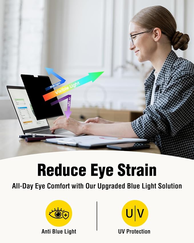 F FORITO 14 inch 16:10 Magnetic Laptop Privacy Screen, 360° Anti Peeping Removable Anti Glare Blue Light Filter Compatible with All 14” 16:10 Laptops Portable Monitors