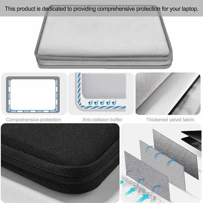 Hseok Laptop Sleeve 15.6 16 inch Case Compatible with MacBook Neo 16, MacBook Pro 16" M5/M4/M3/M2/M1, MacBook Air Pro 15", XPS 16, Most 15" 15.6" 16" Notebooks,Black