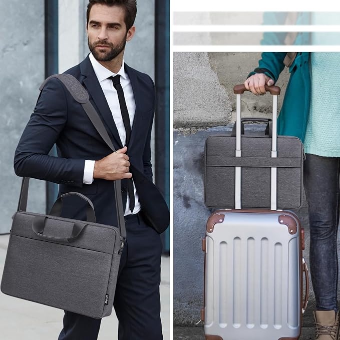 TECOOL Laptop Bag 17 17.3 Inch, Waterproof Laptop Case Sleeve Messenger Bag Briefcase with Shoulder Strap for 17 17.3 Inch Lenovo HP Dell Acer ASUS Notebook Computer Carrying Case, Dark Grey