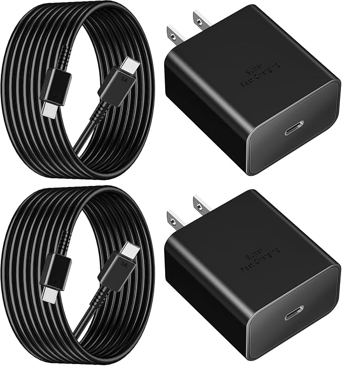 45W Super Fast Charger USB C, Linocell 2Pack USB C Chargers Block Type C Wall Charger Android Chargers with 6FT Type C Cord for Samsung Galaxy S26 Ultra/S26+/S26/S25 Ultra/S25/S24 Ultra/S23/Tab S10/S9