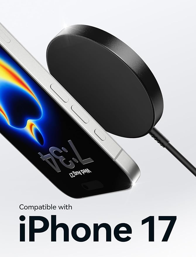 for iPhone 17 MagSafe Charger 2-Pack, JSAUX 15W Magnetic Wireless Charger for MagSafe Charger, iPhone 17e/17 Air Pro Max/16/15/14/13/12 Series/Airpods, Mag Wireless Charging Pad-Black