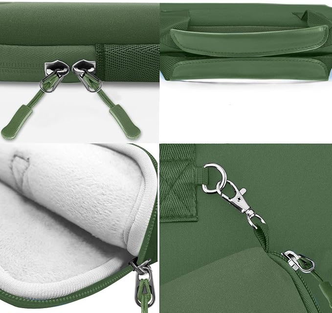 Hseok Laptop Sleeve 13.3-14 inch Case with Small Pouch, Neoprene Computer Bag Compatible with MacBook Neo/Pro 14 M5/M4/M3/M2/M1, Mac Air/Pro 13.3, XPS 14 and Most 13-14 inch Notebooks,Olive Green