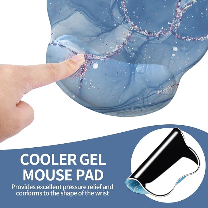 eulps Mouse Pad with Wrist Rest, Comfortable Computer Mousepad with Gel Wrist Support Smooth Surface and Non-Slip PU Base for Pain Relief, Laptop, Office & Home (Ice Lotus)