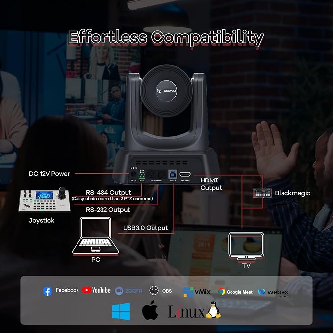 TONGVEO Conference Room Camera System 4K UHD 3X Optical Zoom 93° Ultra-Wide FoV USB3.0 PTZ Camera and Wireless Bluetooth Speakerphone with Microphones, Works with Zoom, OBS, Skype, Teams and More