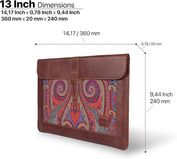 Londo Leather Sleeve Compatible with MacBook Pro 14 & Air 13-13.3 Inch (M5, M4, M3, M2, M1, Pro, Max) & iPad Pro 12.9, Premium Top Grain Leather Laptop Bag, 2020 to 2026 Models