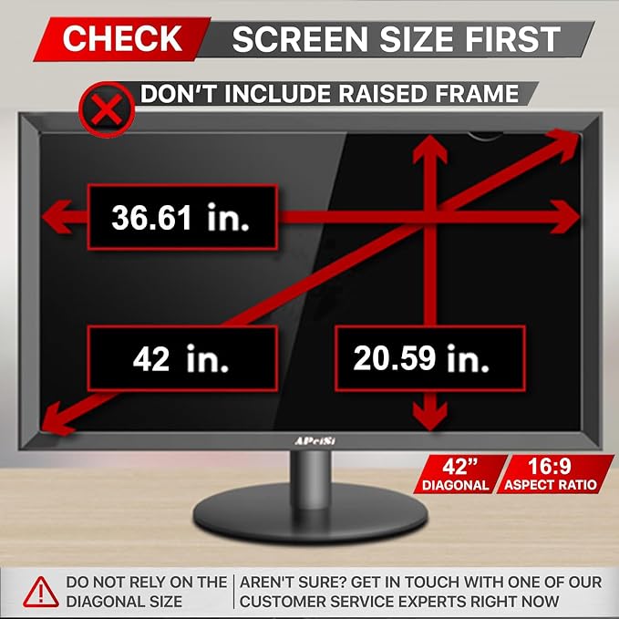 42 Inch Privacy Screen Filter for Widescreen 16:9 TV Monitor | Privacy Shield | Anti-Glare | Anti-Blue light Protector | Eye Protection | Anti Spy | Computer Security Private Filter