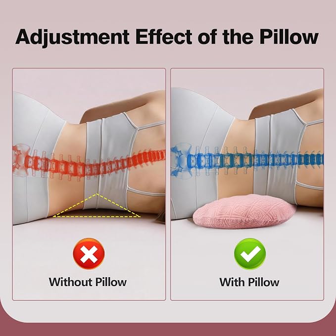 COMFYTHERA Lumbar Support Pillow for Sleeping Memory Foam Lumbar Support Cushion for Lower Back Pain Relief, Back Support Bed Pillow Waist Support (Pink, Small)