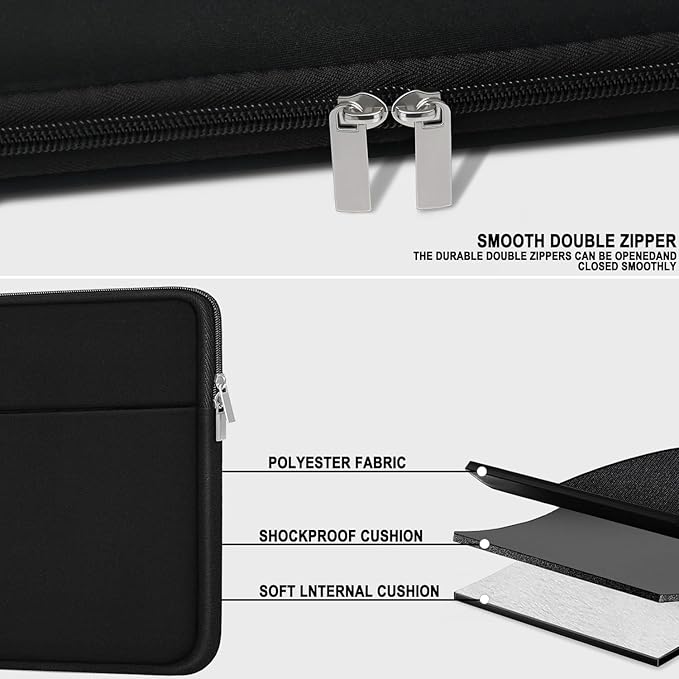 Laptop Case 14 inch, Slim Traveling Laptop Sleeve Cover with Zippered Pocket, Shockproof Protective Carrying Briefcase Computer Bag for 14" MacBook Air/Pro, HP, Dell, Lenovo, Acer, Black