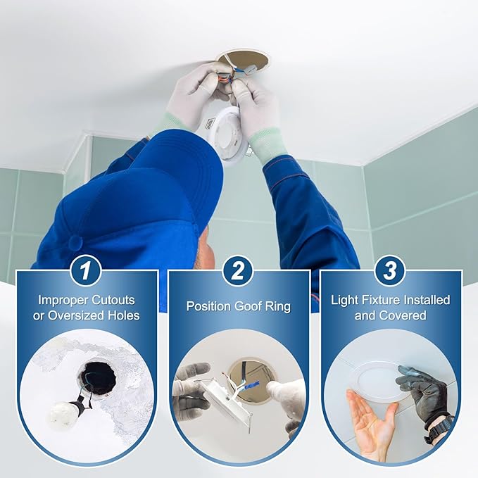 M METERXITY 1-Pack Goof Rings for 3 Inch Recessed Lights, 3" ID 4.7" OD Durable Plastic Trim Ring Flush Mount White Can Light Trim Ring Cover for Ceiling Can Downlights