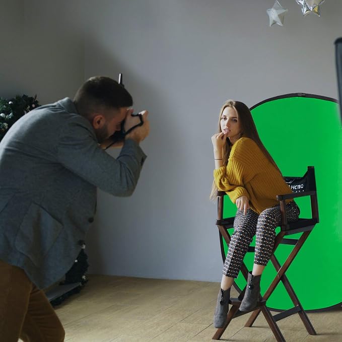 Koopro 5’×7’ Collapsible Twist Background Double-Sided Pop Up Flex Backdrops Chroma Blue & Green Portrait Screen Professional Video Photography and Television Studio Props with Carrying Case