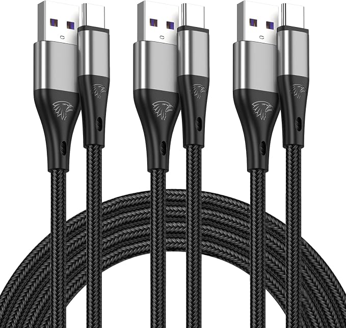 Extra Long 16FT USB Type C Cable Fast Charging,3pack Premium Nylon Braided 3A Rapid Charger Cord,Type C to A Cable Compatible for Samsung Galaxy S21 S20 S10 S9 S8 Plus,Note 20 10 9 8, LG V50 V40 G8