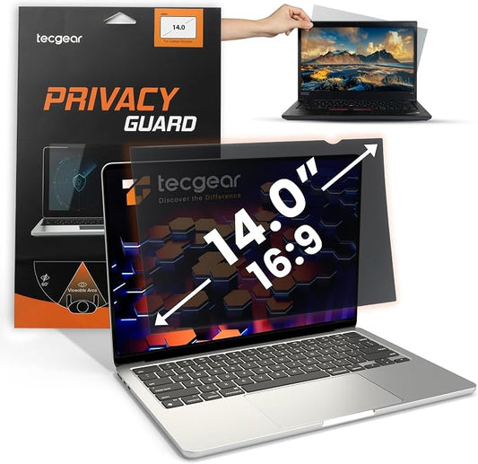 14 Inch Laptop Privacy Screen Filter 16:9 | Anti Glare Blue Light Blocking Screen Protector | Removable Privacy Shield for Laptop and Notebook Computer | Adhesive and Hang Tab Installation