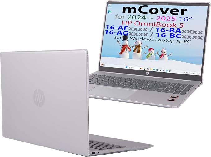 mCover Case ONLY Compatible for 16” 2024+ HP OmniBook 5 16-AF / 16-AG / 16-BAxxxx / 16-BCxxxx and Pavilion 16-AF / 16-AG0000 Series Windows AI Notebook PC (NOT Fitting Other HP Models)- Clear