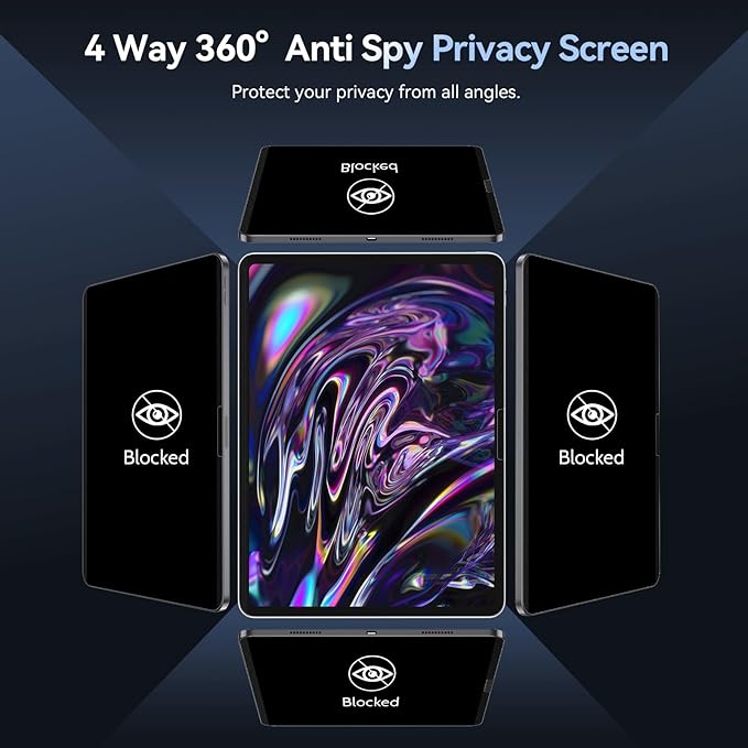 360° Magnetic Privacy Screen for iPad Pro 13 Inch M4/ M5 [2024/2025 7/8th Gen], 4 Way Privacy Removable Anti Glare Blue Light Filter Shield Film Anti Spy Protector