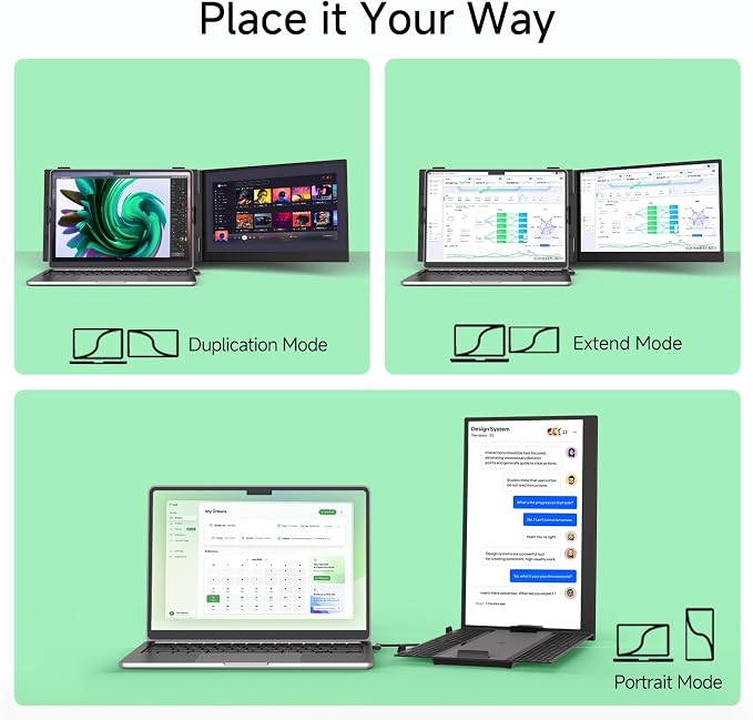 Laptop Screen Extender - 14” Ultra Thin and Light Travel Monitor for Laptop FHD 1080P Portable Second Monitor IPS Screen Display Plug & Play for Mac Windows Android iOS