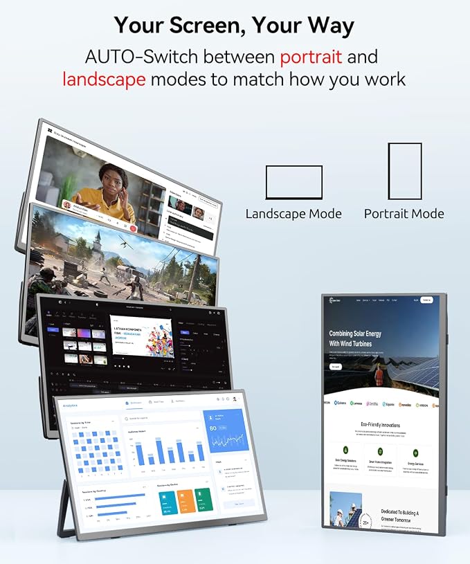 MAGICRAVEN Wireless Portable Monitor for Laptop, 23.8" Portable Monitor with Battery-1080P FHD Second Screen for Home & Office, AirPlay & Miracast Casting, No Cables or Drivers Needed