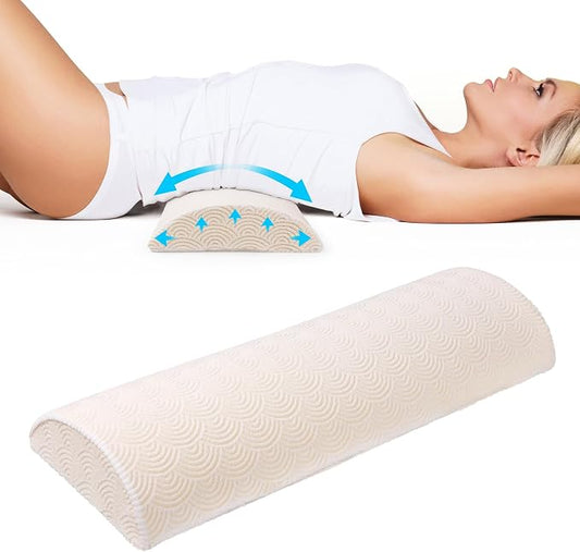 Cozyhealth - 3.15"H*23.6"L - Soft Lumbar Pillow for Sleeping, Memory Foam Back Lumbar Support Cushion for Lower Back Pain Relief Bed Waist Sleep Support Pillow for Side, Back Sleepers (White, Large)