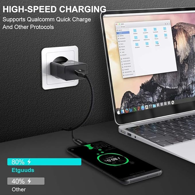 etguuds USB to USB C Cable 0.5ft, 2-Pack Short USB A to Type C Charger Cord Fast Charging for Samsung Galaxy A17 A16 A15 A26 A36 A56, S25 S24 S23 S22 S21 S20 S10 Note 20, for iPhone 17 16 15, Moto