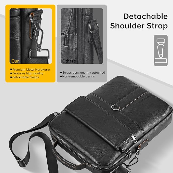 13 Inch Laptop Leather Sleeve for 2026-2022 MacBook Air 13 M5 M4 M3 M2 A3449 A3240 A3113 A2681, 13" MacBook Neo A18, Protective Carrying Bag Shoulder Travel Case with Pockets, Black