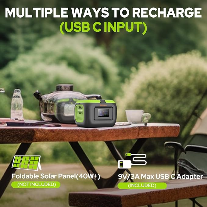 Portable Power Station 120W, 97.6Wh Backup Battery Solar Power Bank Generator with AC Outlets & USB-C Input,Portable Battery Pack Lightweight for Camping Travel RV Van(without Solar Panel)