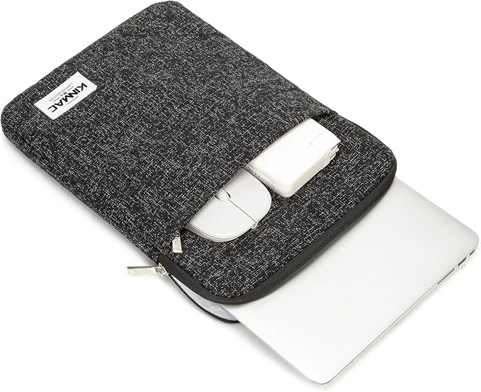 Kinmac 360° Protective Vertical Laptop Sleeve Case Cover Bag (Snow Black, 15 inch-15.6 inch)