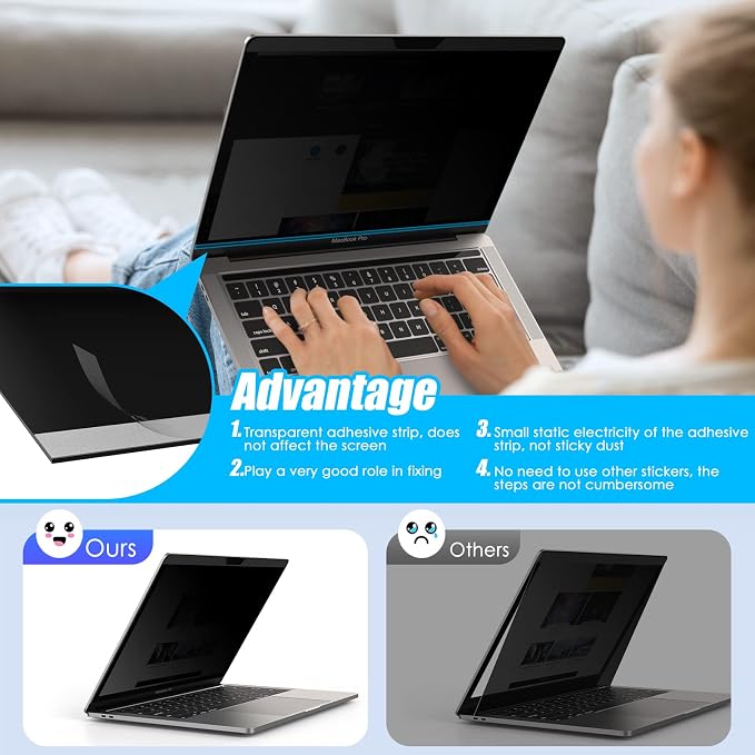Yamaya Laptop Privacy Screen Magnetic MacBook Pro 14 inch 2021~2023 (M1 Pro/M1 Max/M2 Pro / M2 Max A2779/A2442),Magnetic Removable Computer Screen Privacy Shield for Mac 14Inch
