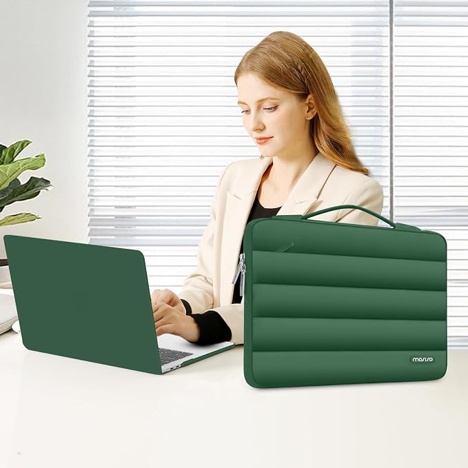 MOSISO Compatible with MacBook Air 13 inch Case M5 2026 M4 2025 M3 M2 2024-2022 A3449 A3240 A3113 A2681, Hard Case&Puffy Bag&Keyboard Cover&Webcam Cover&ScreenFilm for MacBook Air 13.6, Peacock Green