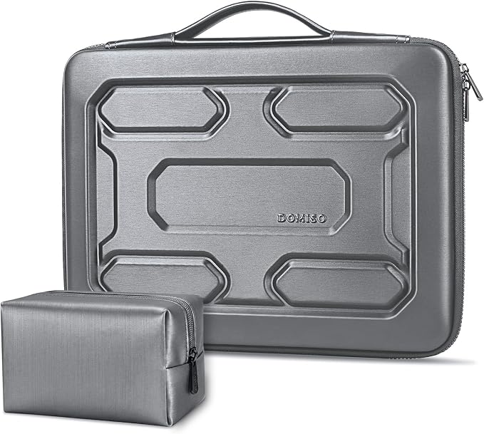 DOMISO Laptop Hard Case 17-17.3 inch Waterproof Shockproof Hard Shell Laptop Sleeve with Handle & Storage Pocket, Compatible with MacBook, HP, Dell,Dark Grey