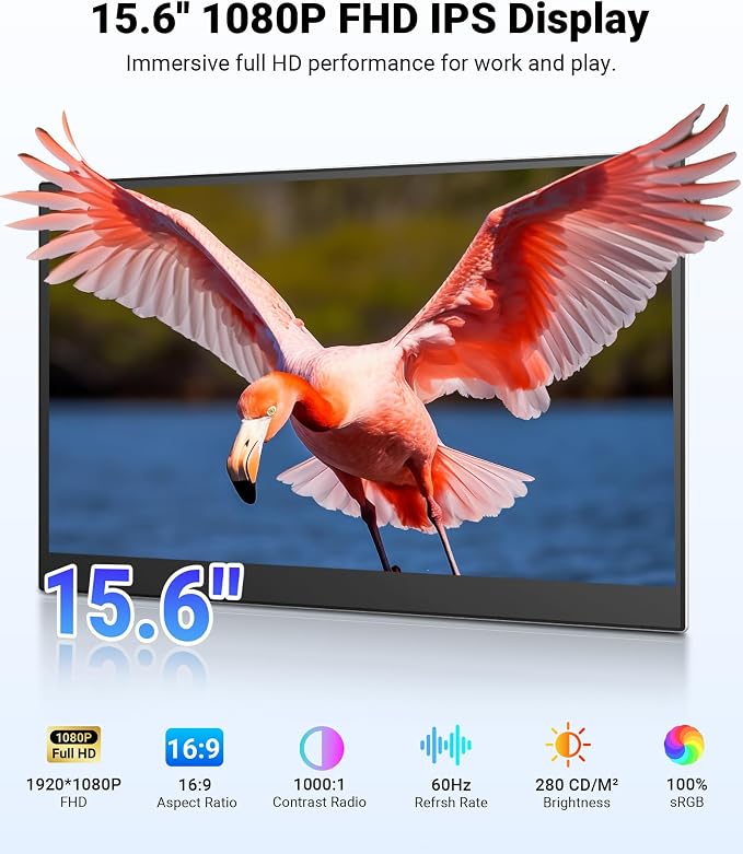 Synnov 15.6“ Laptop Screen Extender, 1080P FHD Ultra Light & Portable Triple Monitor for Laptops, Fit for 12"-17.3" Laptops, Plug & Play Travel Monitor Extender Compatible with Wins/MacOS/Chrome