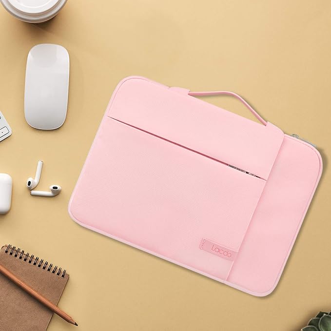 Lacdo 360° Protective Laptop Sleeve Case for 15 inch New MacBook Air M5/A3448 (2026), M4 A3241 2025, M3 A3114, M2 A2941 2024-2023, 15 inch MacBook Pro A1990 A1707, Computer Bag, Water-Resistant, Pink