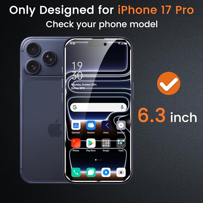 Lesakit 4 Pack Privacy Screen Protector for iPhone 17 Pro 6.3-Inch with 4 Pack Camera Lens Protector, Anti Spy Tempered Glass Film 9H Hardness Bubble Free Case Friendly
