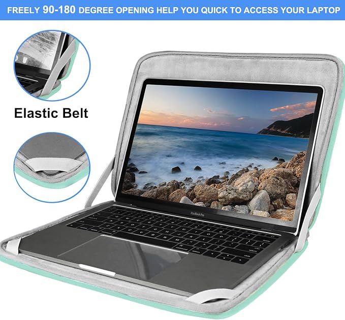 Laptop Case 14 inch, Durable Shockproof Protective Computer Cover Flip Case Briefcase Carrying Bag Compatible with 14" HP, Lenovo, Asus, Acer, Notebook, Chromebook Computer, Light Blue