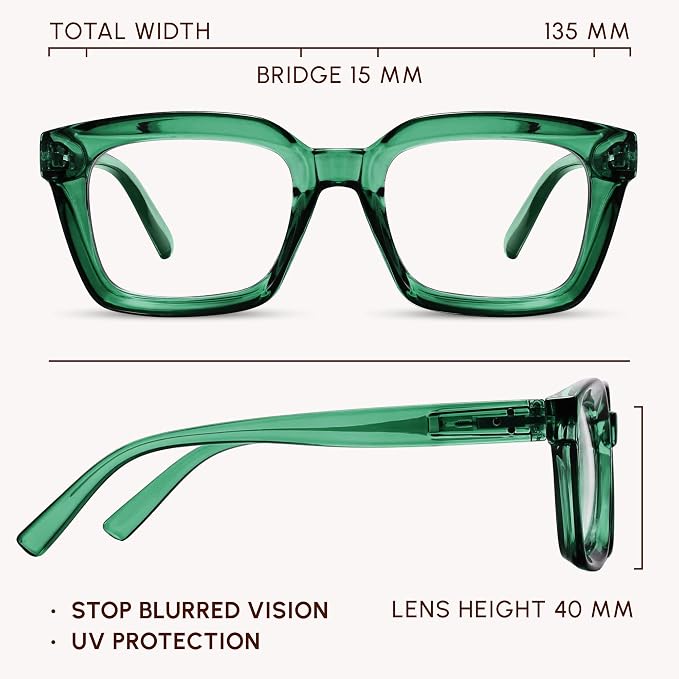 IBOANN Oversized Blue Light Glasses for Woman, Funky Fashion Glasses With Preppy Look, Reduce Screen Fatigue Computer Glasses
