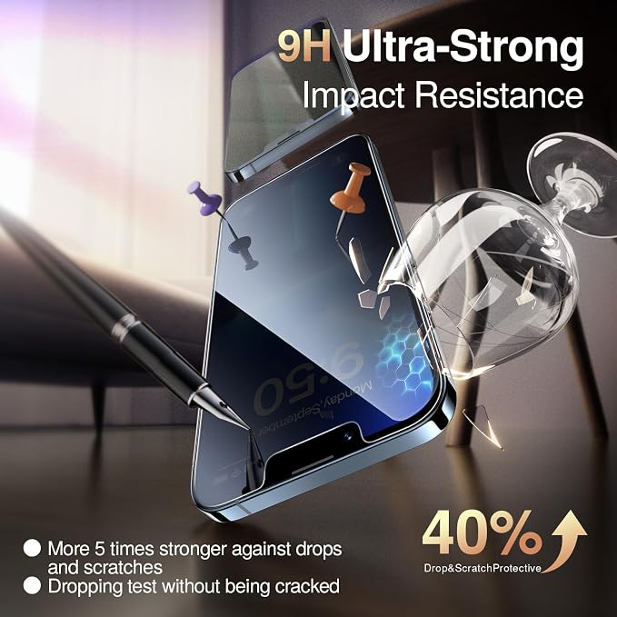 SMARTDEVIL 2 Pack for iPhone 13 Pro Max/iPhone 14 Plus Privacy Screen Protector, Military Grade Shatterproof, 9H Hardness, Anti-Spy Tempered Glass, Fast & Easy Installation, Case Friendly