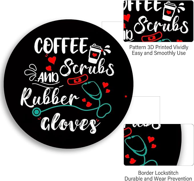 Funny Round Mouse Pad, Small Mousepad with Non-Slip Rubber Base, Stitched Edge Mouse Pads Mat for Desk Wireless Computer Mouse Office Laptop Home Gaming Men Women, 8.6 x 8.6 Inch