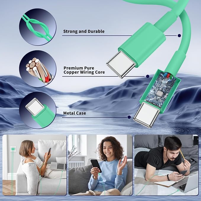 QZIIW iPhone 16 15 Pro Max Charger Fast Charging,45W Dual Port USB C Fast Charger Block [2-Pack] & Extra Long 60W 3/6/10/10FT USB C Cable - PD Quick Adapter 3.0 for iPhone 16 15/16 15Pro/16 15 Plus.