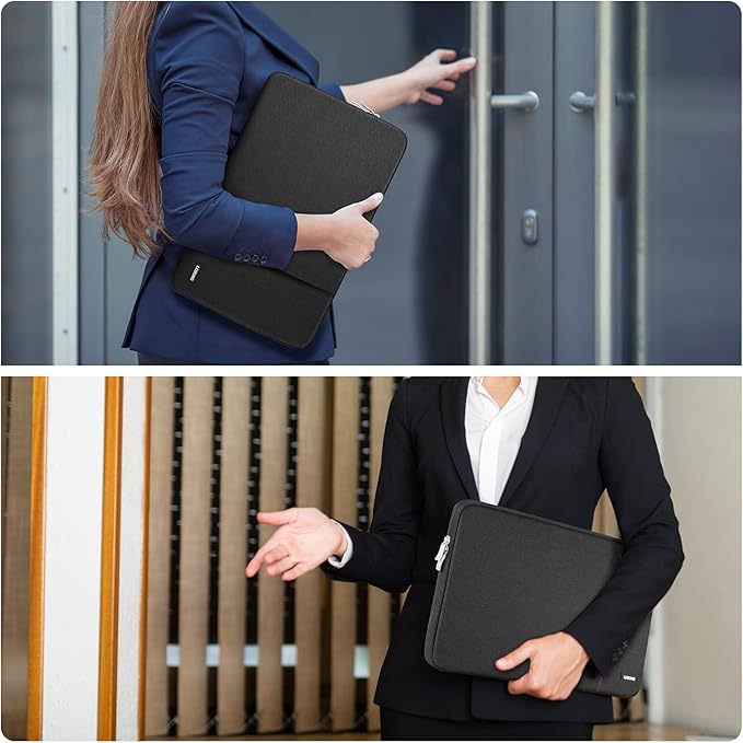 Portable Monitor Case 15.6 Inch, Protective Carrying Sleeve for Most 16.1/15.6 in Monitors, Water Resistant Portable Laptop Display Bag with Accessory Pocket, Size-15.3"x9.8" Black
