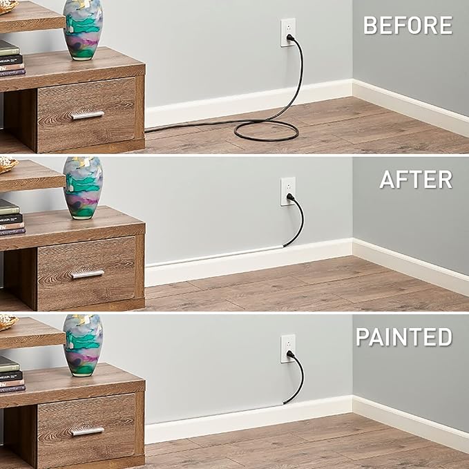 Wiremold Cable Management Kit, Cordmate, Cord Organizer and Hider, Cord Cover, Concealer, and Protector for Wall, White, Single Cord, C110 (Pack of 2)
