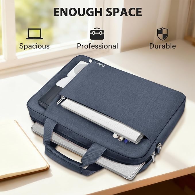 Ferkurn Laptop Bag Case for Women Men Computer Bag Compatible with HP Envy Pavilion Omen/LG Gram/MSI/Dell Inspiron XPS/Lenovo/Acer, Shoulder Strap Carrying Messenger Briefcase, Grey, 14 Inch