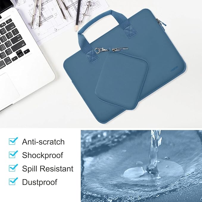 Hseok Laptop Sleeve 14 inch Case with Small Case, Compatible with MacBook Neo 14, MacBook Pro 14 M5/M4/M3/M2/M1, XPS 14 and Most 14 inch Notebooks, Neoprene Computer Handbag,Haze blue